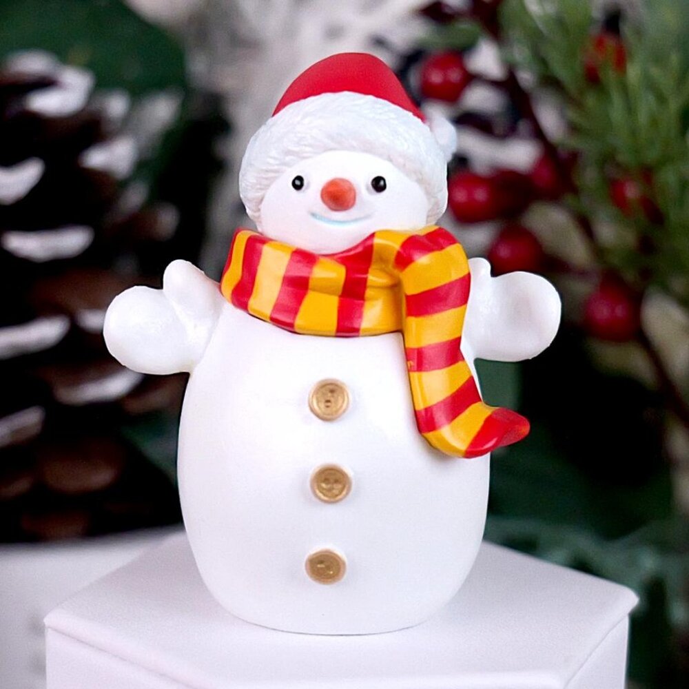 Snowman with Hat Figure - Hand Painted Winter &‎ Christmas Small Figurine